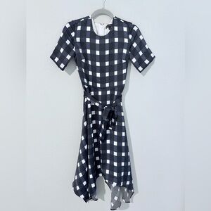 Navy and White Checkered Handkerchief Dress